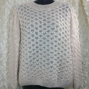 Ark n c womens Small knit sweater ivory semi sheer